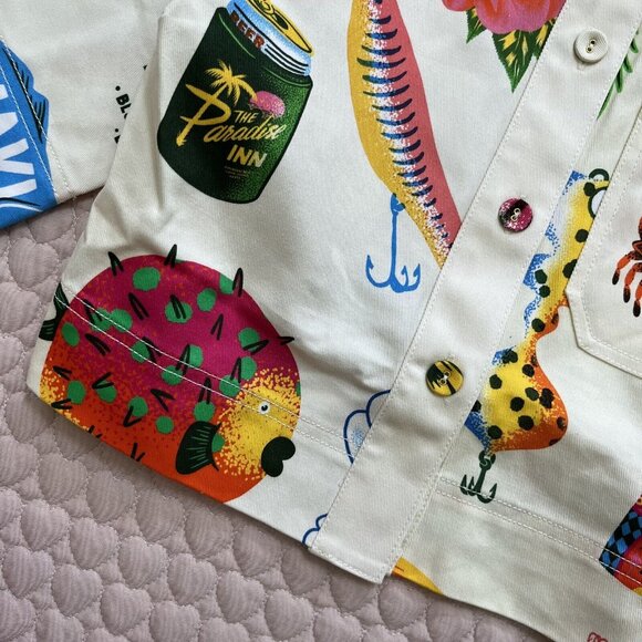 NWOT ALEMAIS x Alan Berry Rhys Samaki Cropped Organic Cotton Shirt Women's Sz 6 - Picture 10 of 15